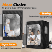 Patiosunny 2 Person Portable Steam Sauna for Home, with 2 Foldable Chairs, with Remote Control (Black)