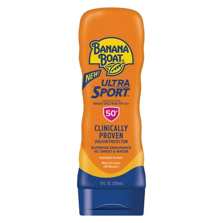 - Banana Boat Ultra Sport Sunscreen Lotion SPF 50+, 8 Oz