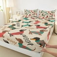 thumbnail image 3 of Homewish Kawaii Dachshund Twin Sheet Sets,Pet Dogs Twin Fitted Sheet,Brown Green Red Flat Sheet For Girls Boys,Super Cozy Room Decor,3 Pieces, 3 of 7