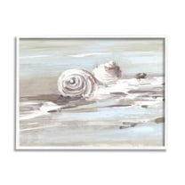 Stupell Industries Still Beach Seashells Brushed Bubbly Shallow Water Waves,30 x 24, Design by Sally Swatland