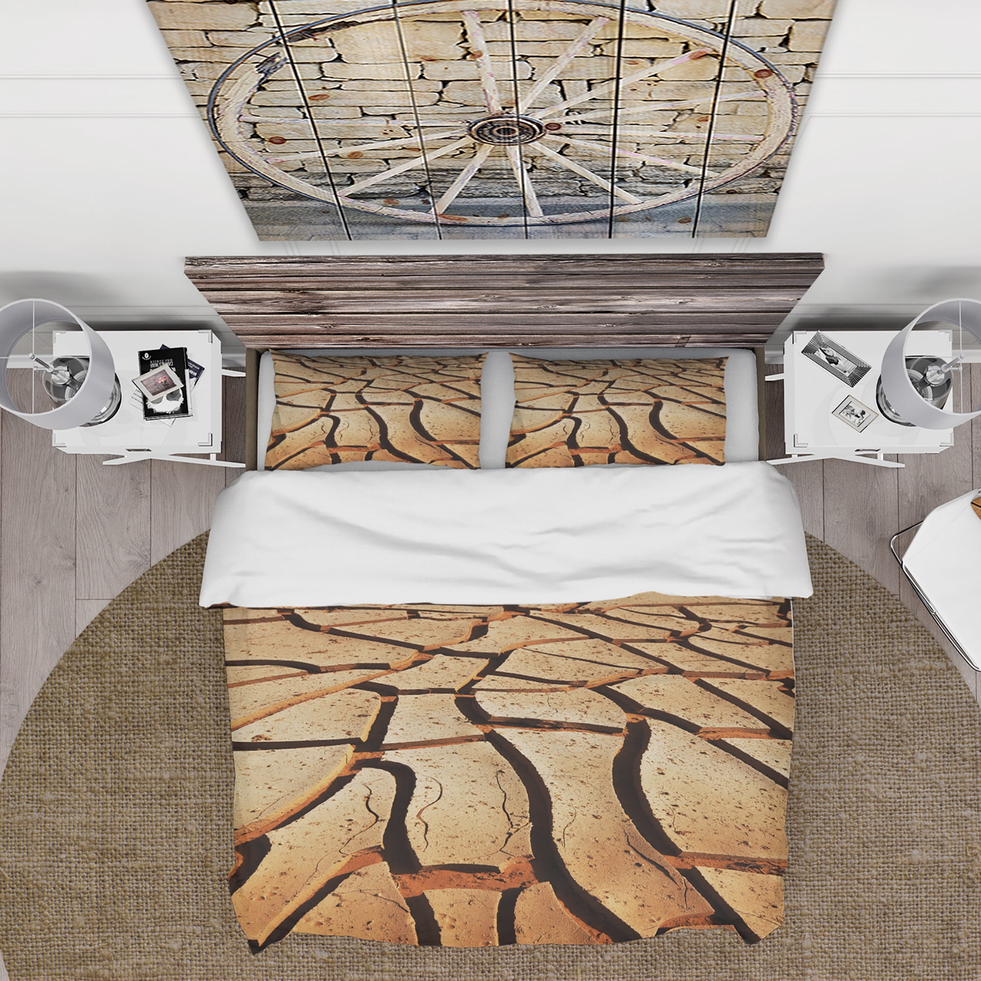 Designart 'Cracked Brown Drought Land' African Landscape Duvet Cover Set