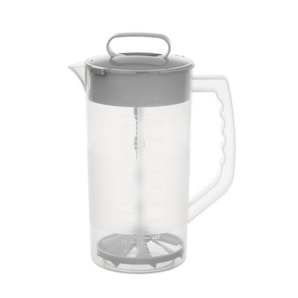 witspace Mixing Pitcher for Drinks, 2 Quart/ 64oz Plastic Water Pitcher with Lid, Angled Plastic Blades and Adjustable Mixer Plunger for Juice, Powdered Milk, Beverage Container