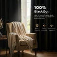 thumbnail image 4 of GLEAMIST 100% Blackout Faux Linen Curtains for Bedroom Living Room, Set of 2, Thermal Insulated Back Tab Drapes, 52”Wx108”L, Cream, 4 of 7
