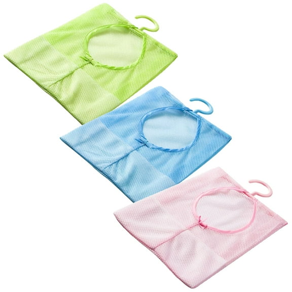 3pcs Mesh Bag with Hanging Hook Storage Bag Hanging Storage Organizer for Laundry Room