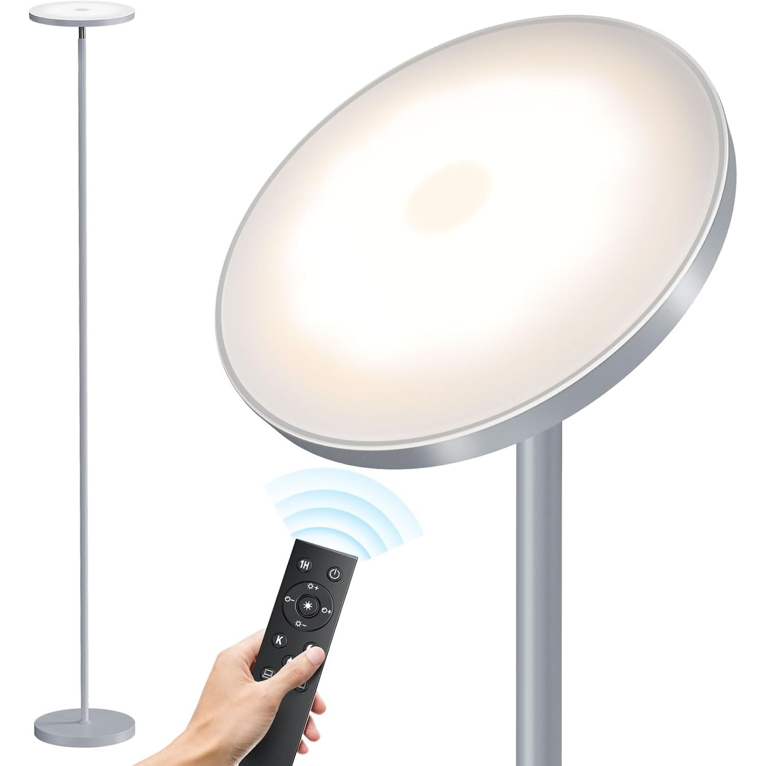Floor Lamps for Living Room, 32W/3000LM Super Bright LED Floor Lamp with Remote Control, 69" Tall Standing Lamp with Stepless Dimmable, Modern Corner Lamp for Bedroom, Office Grey