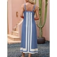 thumbnail image 5 of Women Bohemian Floral Dress Summer Casual Color Block Maxi Beach Overall Dress Coverups Light Blue XL, 5 of 6