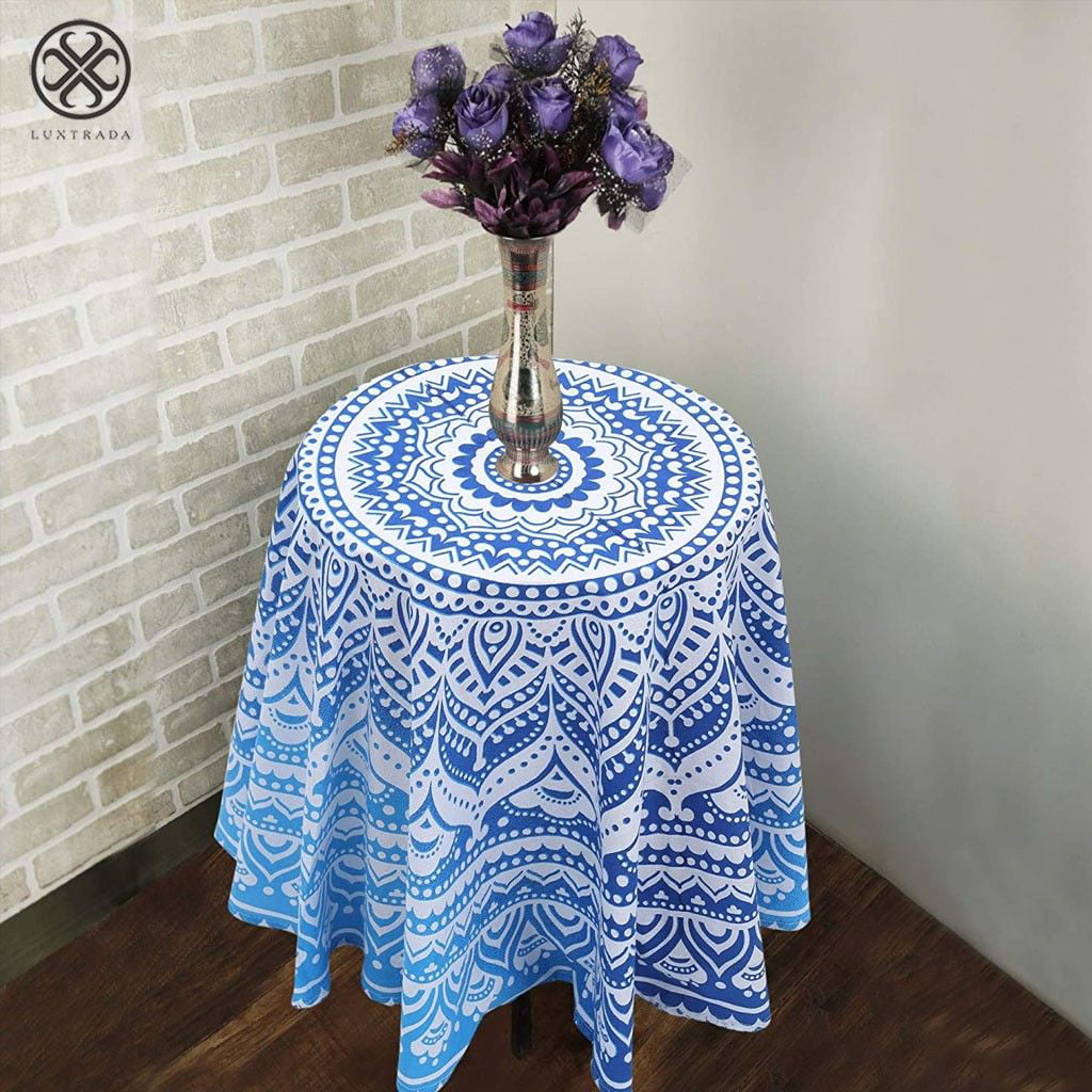 Yoga Mat Throw Hippie Gypsy Beach Blanket Mandala Multi Blue Round Tapestry 