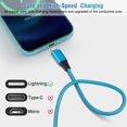 thumbnail image 2 of Cable cargador para iPhone Aurnoet de 3 m, paquete de 5, certificado MFi, nylon, 2 of 7