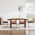 thumbnail image 6 of Zesthouse Rattan Dining Chairs set of 4, Modern Chenille Upholstered Dining Room Chairs with Natural Cane Mesh & Chrome Base, Mid Century Kitchen Chairs for Living Room, Brown, 6 of 10