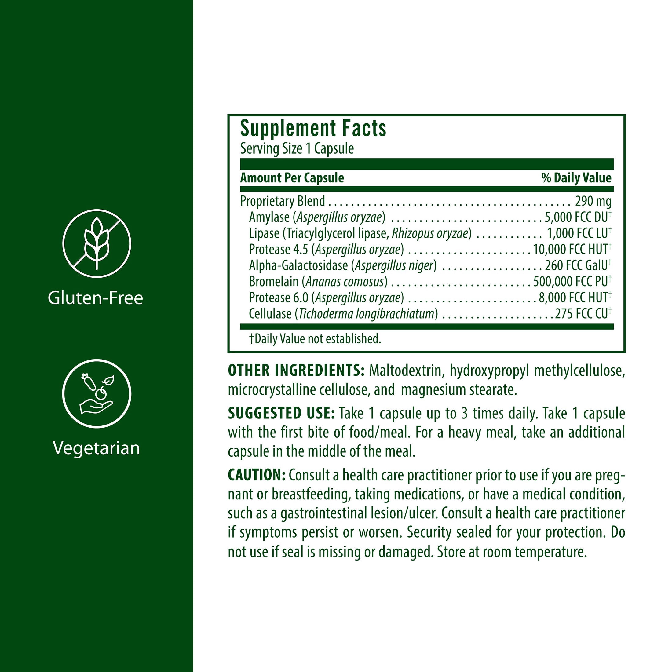 Flora Daily Maintenance Digestive Enzymes - Contains 7 Enzymes for Digestive Health Support - Aids Gas & Bloating - Non-GMO & Gluten-Free - 60 Vegetarian Capsules