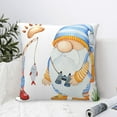 thumbnail image 4 of Pofeuu Gnome Camping Fishing Print Double-sided plush pillowcase Square Throw Pillow Covers Pillows Cover for Living Room Bedroom Sofa Couch Cushion Cover（No pillow core）-20"x20", 4 of 7