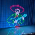 thumbnail image 3 of Glowneon Mexican Skeleton Playing Guitar Neon Sign, Mexican Skeleton Led Sign, Mexican Neon Sign, 3 of 4