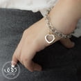thumbnail image 2 of 555Jewelry Womens Stainless Steel Love Heart Shape Charm Thick Chain Link Adjustable Delicate Girls Bangle Bracelet, Silver & Yellow Gold, 2 of 6