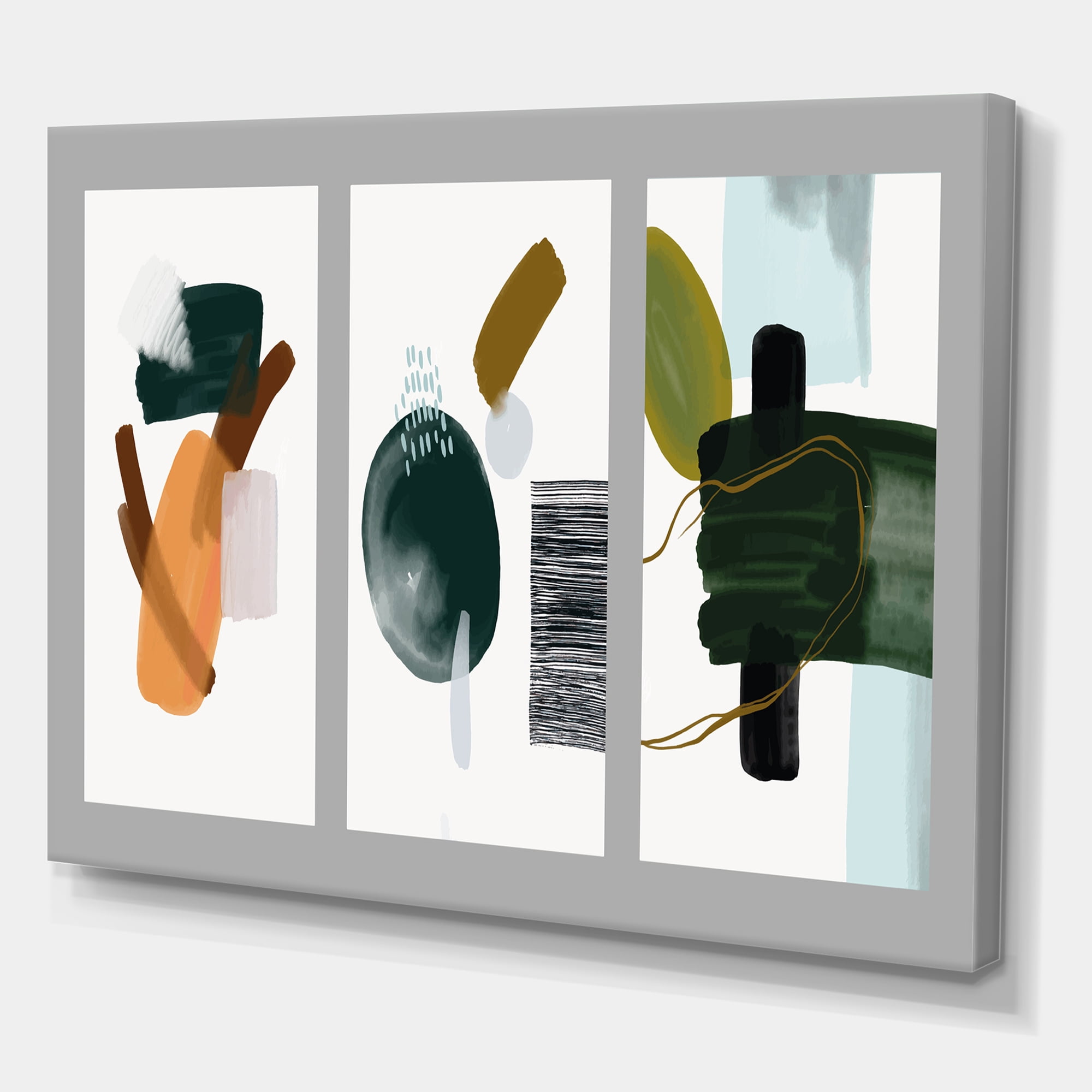 Composition Minimalistic of Organic Shapes IV 32 in x 16 in Painting Canvas Art Print, by Designart