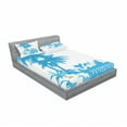 thumbnail image 3 of Ambesonne Tropical Fitted Sheet & Pillow Sham Set, Hawaiian Island Aqua, Twinxl, Aqua White, 3 of 3