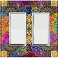 thumbnail image 1 of Metal Light Switch Plate Cover Mandala Yellow Flower Tile Pattern MDL097, 1 of 13