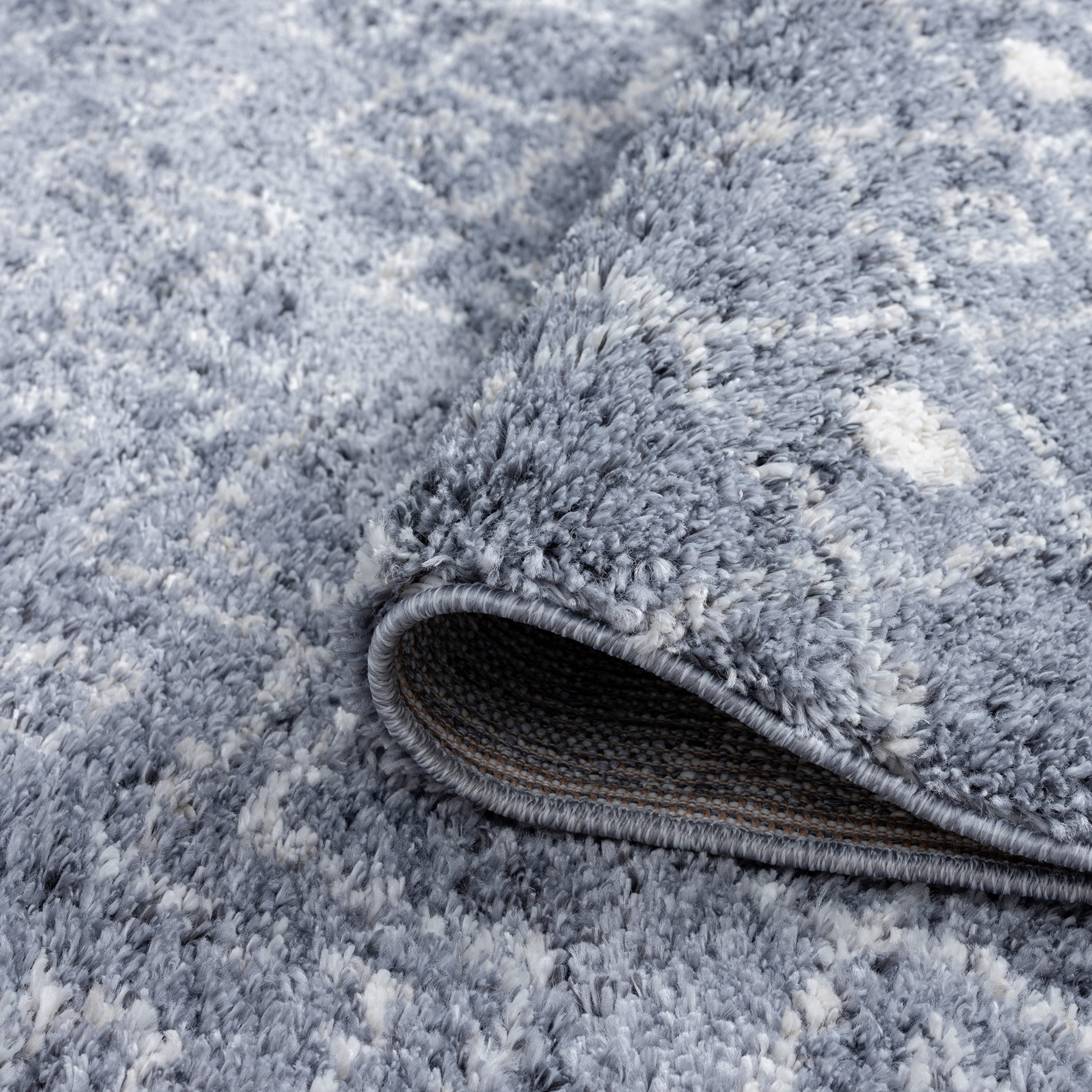 Shag 4x6 Area Rug Thick (3'11'' x 5'3'') Geometric Dark Gray, Cream Indoor Rectangle Easy to Clean