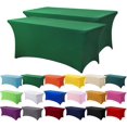 thumbnail image 1 of GFDYREE 2 Pack 6ft Stretch Spandex Forest Green Table Cover for Standard Folding Tables - Universal Rectangular Fitted Tablecloth Protector for Wedding, Banquet and Party, 1 of 7