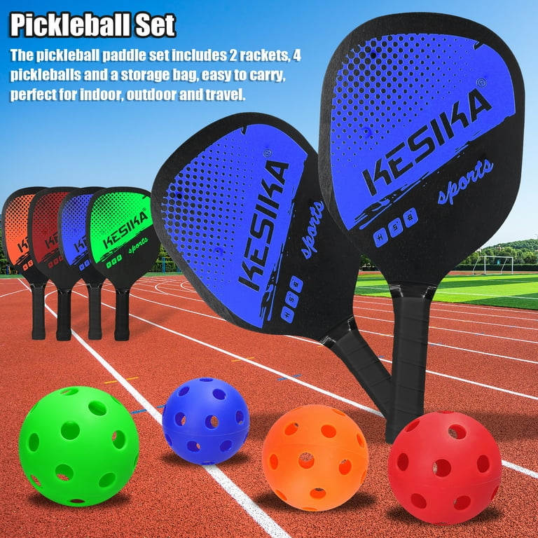 Eccomum Pickleball Paddle Set Pickleball Rackets Ball Set 2 Rackets & 4  Pickleball Balls with Carrying Bag for Men Women