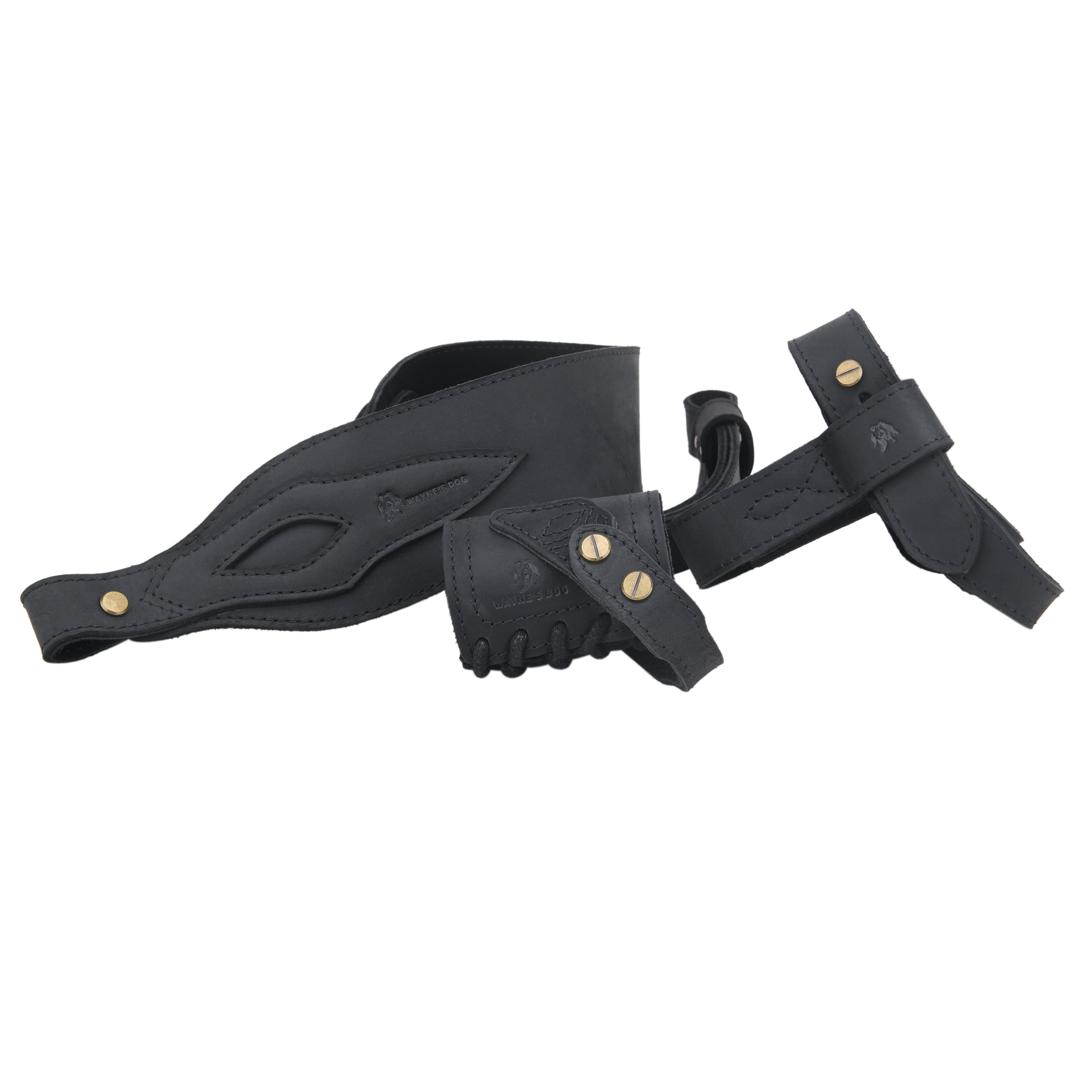 1 Suit Full Leather Rifle No Drill Harnessed Buttstock Holder Cover , Barrel Mount with Leather Gun  Sling