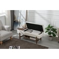 thumbnail image 2 of Guyou Storage Bench Sherpa End of Bed Ottoman Bench with Wooden Shoe Rack and Coffee Table, Modern Upholstered Long Seating Bench Entryway Bench for Hallway Foyer Living Room Bedroom, Beige, 2 of 9