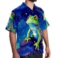 thumbnail image 2 of Starry Sky Frog Men's Short Sleeve Button Down Hawaiian Beach Printed Casual Shirts, 2 of 6