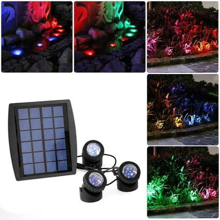 Rgb 3 Color Lens Led Solar Powered Pond Light Waterproof Ip68