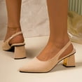 thumbnail image 6 of Miluxas Women's Slingback Heels Pointed Toe Work Pumps Comfortable Chunky Pumps Closed Toe Stylish Dressy Shoes Beige 7.5(40), 6 of 9