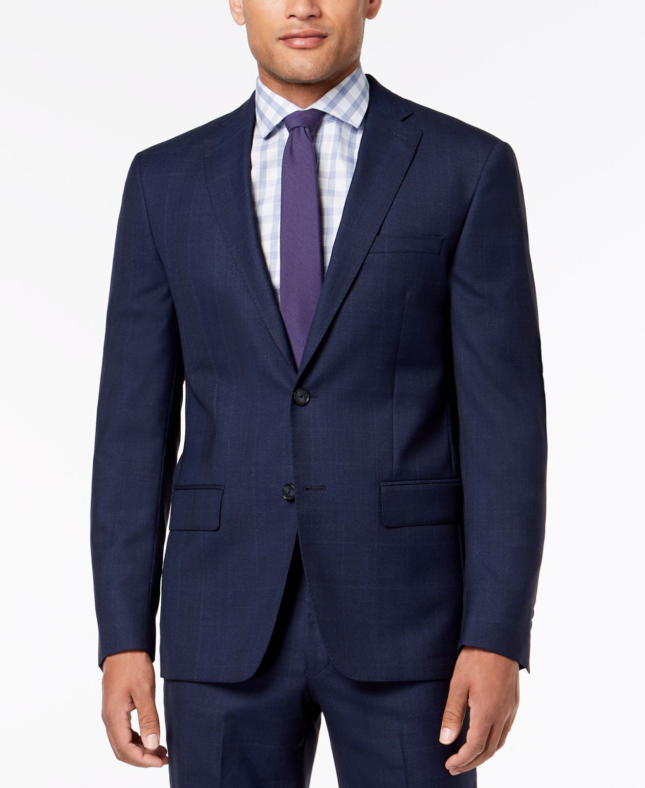DKNY - Men's Suit Jacket Long Windowpane Wool Slim Fit 48 - Walmart.com ...