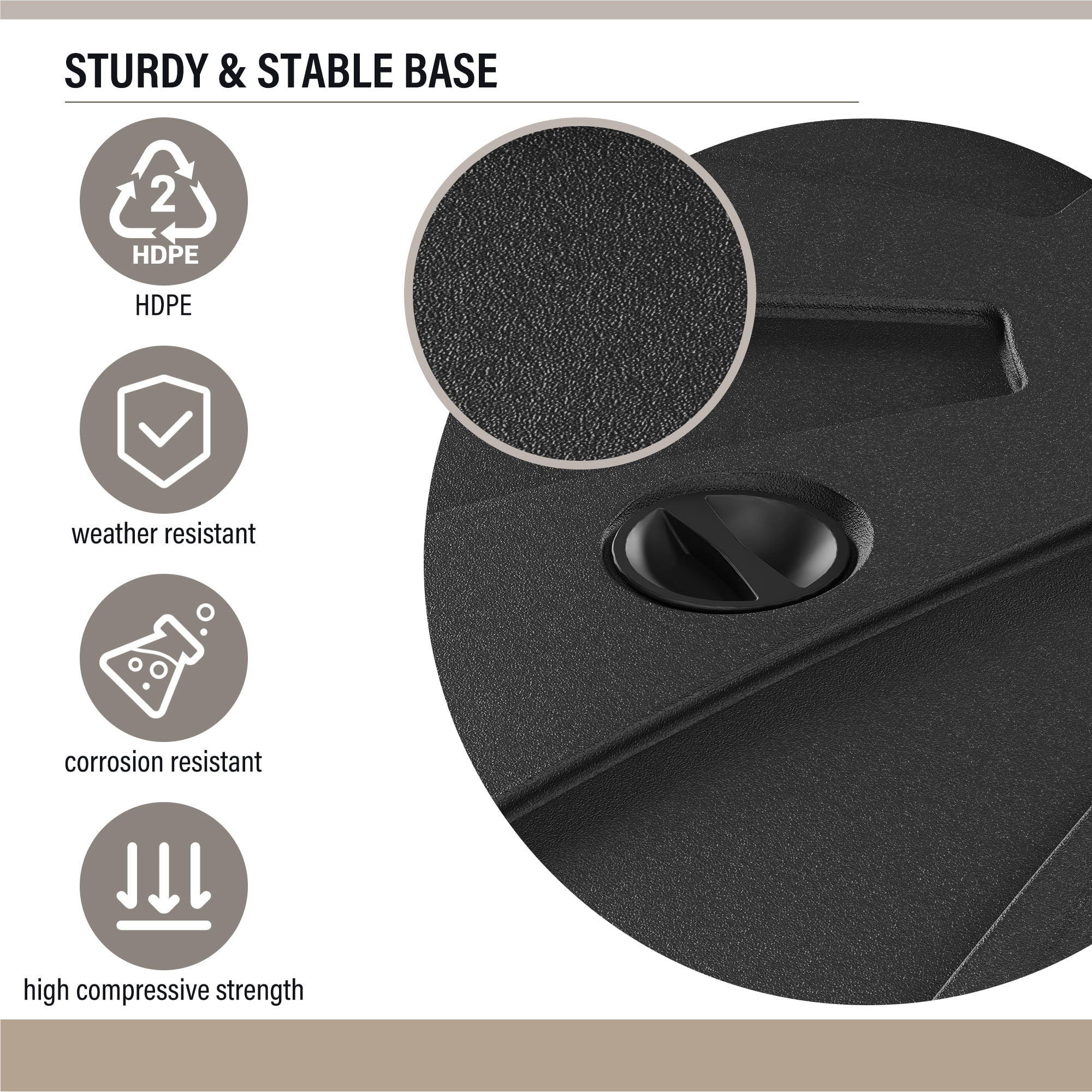 LAUSAINT HOME Patio Umbrella Base, Heavy Duty Offset Umbrella Base with Wheels, 34.6" x 34.6" x 7.5"