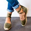 thumbnail image 7 of Yuanlong Women's Sandals Square Closed Toe Espadrille Flats Sole Sandals Lace Up Tie Ankle Strap Casual Outdoor Summer Shoes, 7 of 7