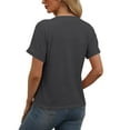 thumbnail image 4 of NAMTYQX Trendy Tops for Women 2025 Loose Soft Lightweight Solid Color Plus Size Short Sleeve Fashion Open Front V Neck Casual Dark Gray Size 3XL, 4 of 5