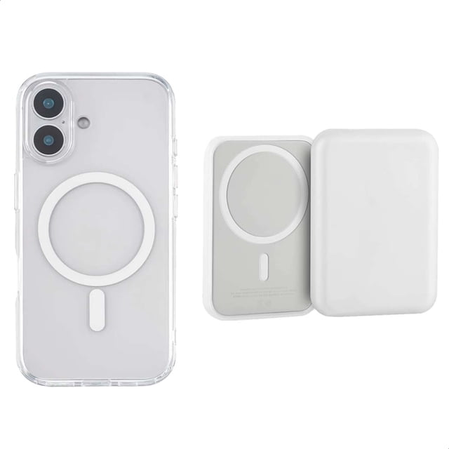 YUWY Kit Accesorios Compatibles Con MagSafe Para iPhone 16 Antigolpes Combo de Funda y Batería Compatible Con MagSafe Para iPhone 16 Kit Accesorios Regalo Para iPhone