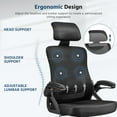 thumbnail image 5 of SAZYY Ergonomic Office Chair, High Back Mesh Desk Chair with flip-up Armrests, Adjustable Headrest Computer Chair with Lumbar Support for Home Oiffce Gaming Room, Black, 5 of 18
