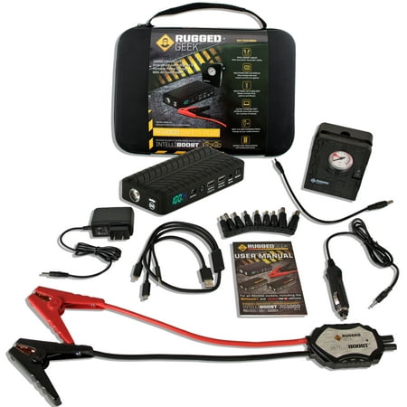 RUGGED GEEK RG1000 SAFETY PLUS EMERGENCY JUMP STARTER  w/ AIR (Best Jump Starter And Air Compressor)