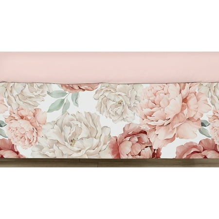 UPC: 0846480098362 | Peony Floral Garden Pink and Ivory Dust Ruffle Crib Skirt Girl by Sweet Jojo Designs