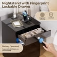 thumbnail image 5 of Hommpa Biometric Fingerprint Lock Nightstand with Charging Station, Black Smart LED Bedside Table with Lockable Drawer for Gun Safe, Modern High Gloss 3 Drawers End Table for Bedroom, 5 of 12