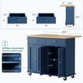 thumbnail image 6 of Walsunny Kitchen Islands Carts with Drop Leaf Table 2 Drawers 5 Wheels 4 Magnetic Doors Rolling Storage Cabinet Blue, 6 of 6