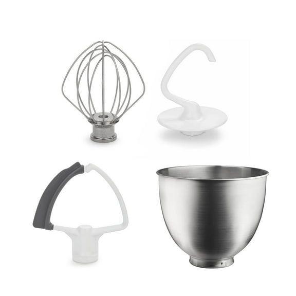 KitchenAid 3.5-Quart Brushed Stainless Steel Bowl + Flex Edge Accessory Pack | Fits 3.5-Quart KitchenAid Artisan Mini Tilt-Head Stand Mixers