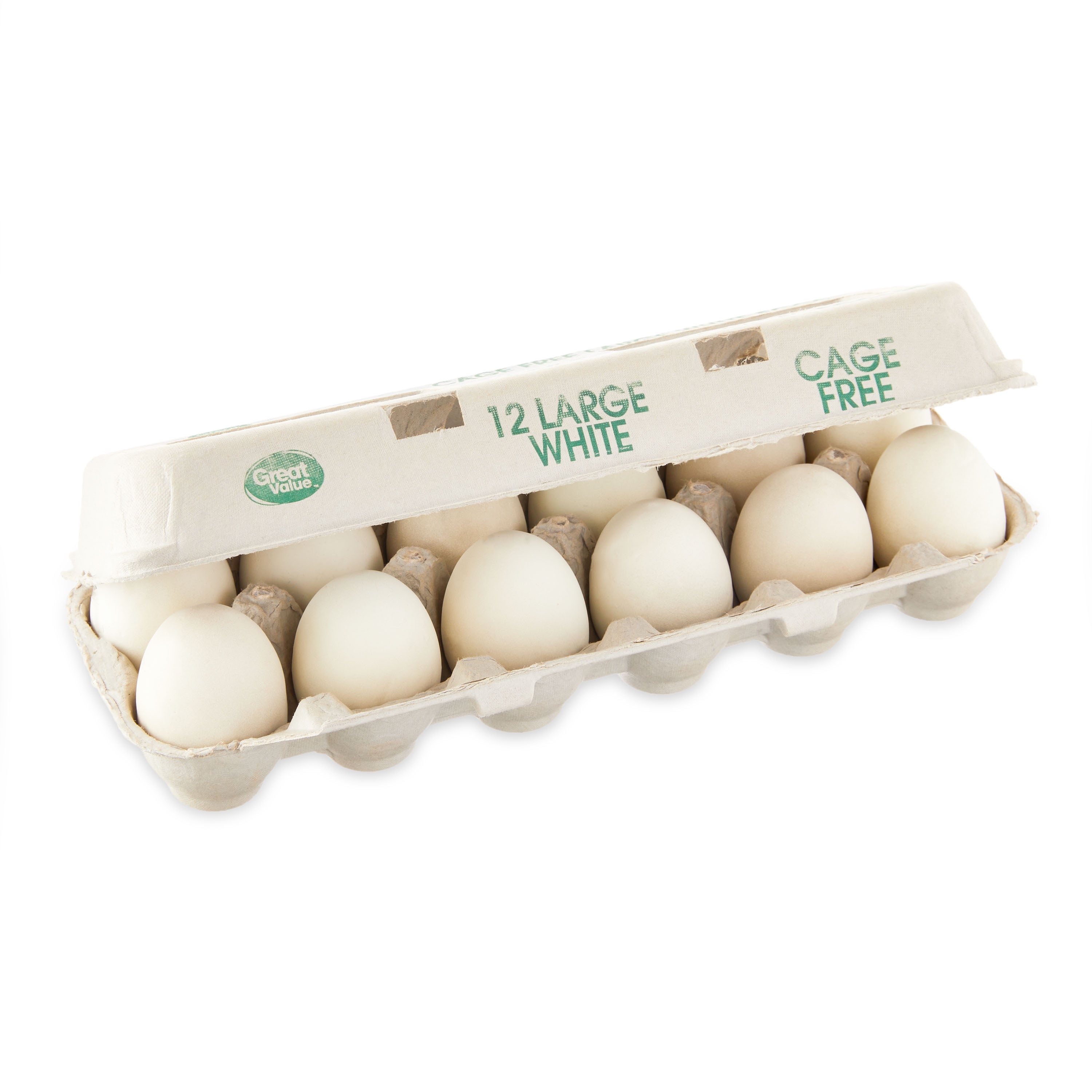 Great Value Cage-Free Large White Eggs, 12 Count