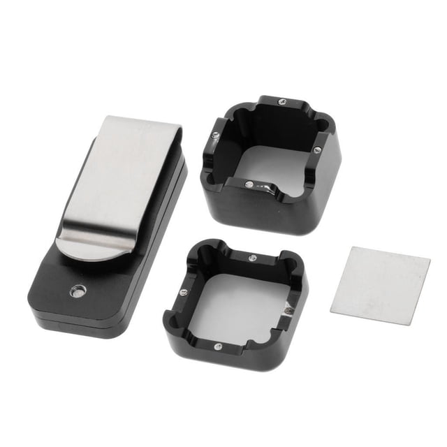 Methold Billiard Cue Chalk Case Holder Chalks Metal Box with Carrier Clip Kits de experimentos de química Negro