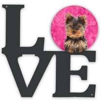 Pink Yorkie Puppy / Yorkshire Terrier Metal Wall Artwork LOVE