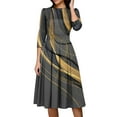 thumbnail image 2 of Dorkasm Vintage Midi Dresses for Women Modest 3/4 Sleeve Crew Neck Wrap Dress A Line Pleated Wedding Guest Dress with Pockets Dark Gray S, 2 of 6