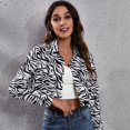 thumbnail image 2 of SWSMCLT Women's Shirt Button Down Crop Top Fitted Summer Button Fashion Long Sleeve Pocket Modern Blouse Zebra X-Large, 2 of 4