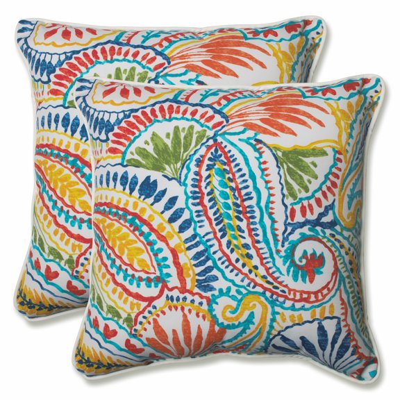 Pillow Perfect 18.5-inch Corded Square Outdoor Throw Pillows (Set of 2) - Ummi Multi