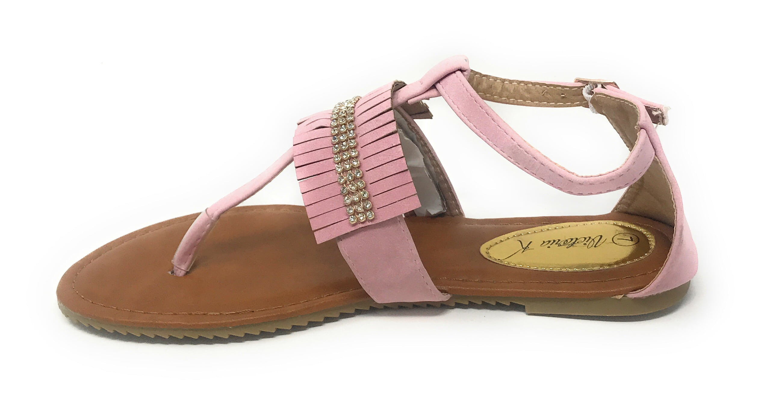 Victoria K Women's Fringed and Rhinestone Sandals
