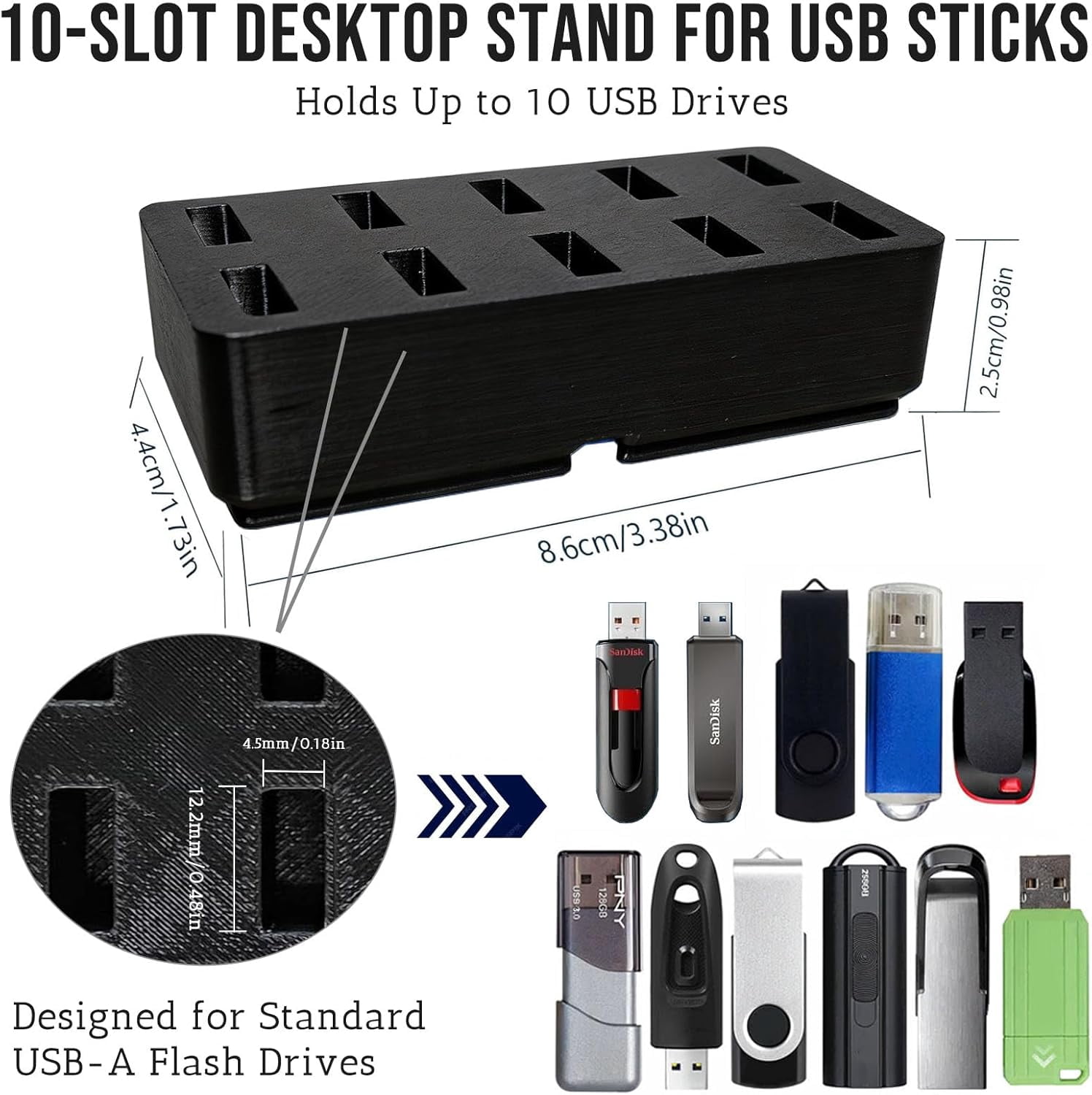 Flash Drive Desk Organizer Stand USB Holder Storage Electronic Accessories for Stand, Thumb Holder, Jump Stands, Black
