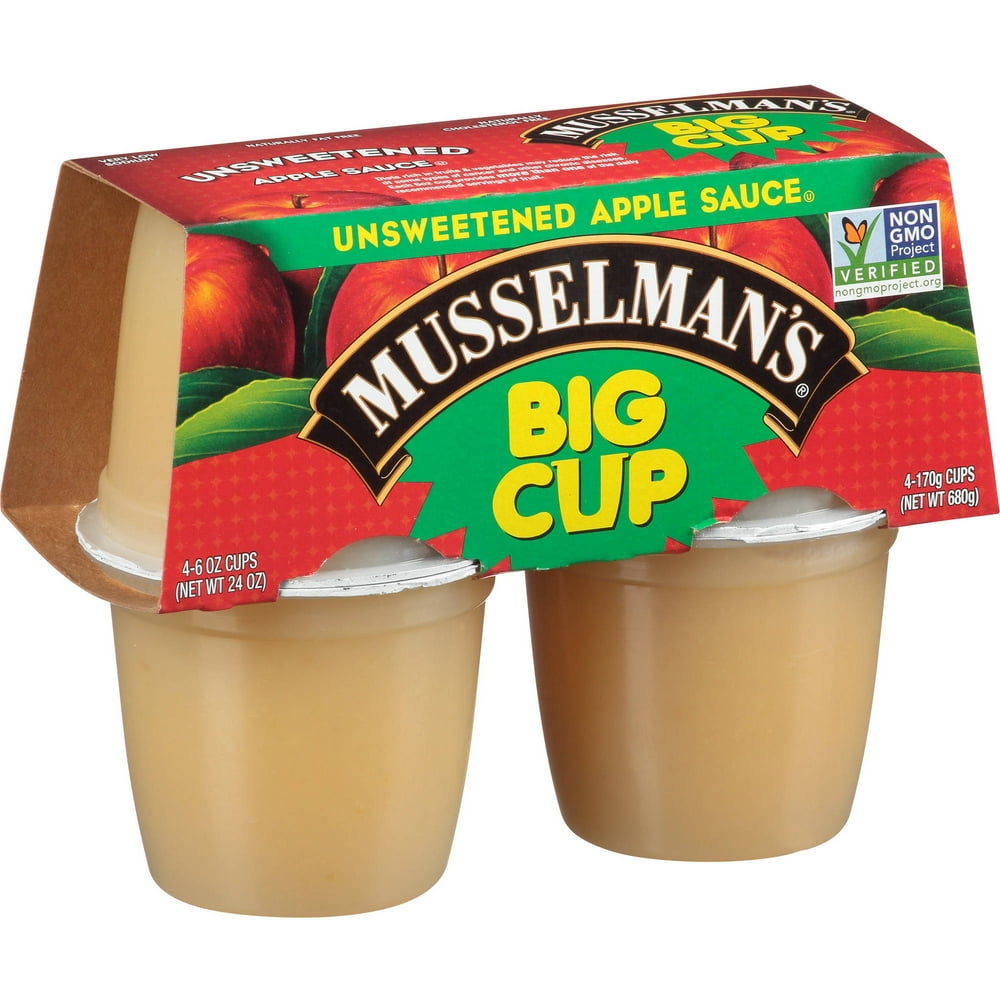 2 Pack Musselmans® Big Cup Unsweetened Apple Sauce 4 6 Oz Cups