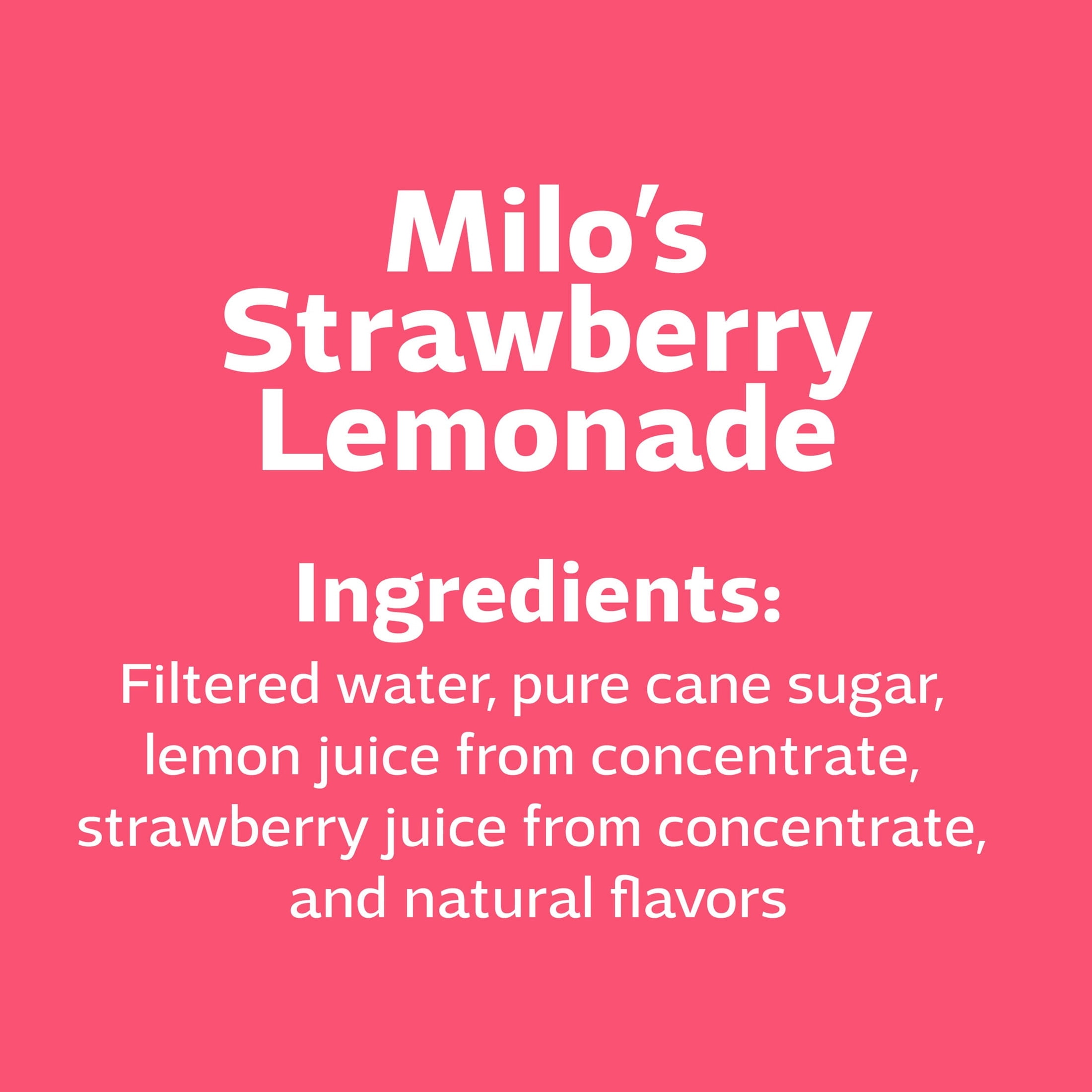 Milo's Strawberry Lemonade, Refrigerated Juice Drink, 20 fl oz Bottle, 100% Natural, No Preservatives, Made Fresh Daily