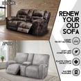 thumbnail image 3 of Funda de terciopelo para sofá de dos plazas reclinable con consola central, 3 of 7